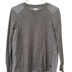 J. Crew Gray Knit Top with Striped Detail